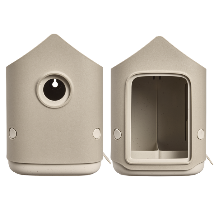 BNDL cosy bird house + feeder paddenstoel beige